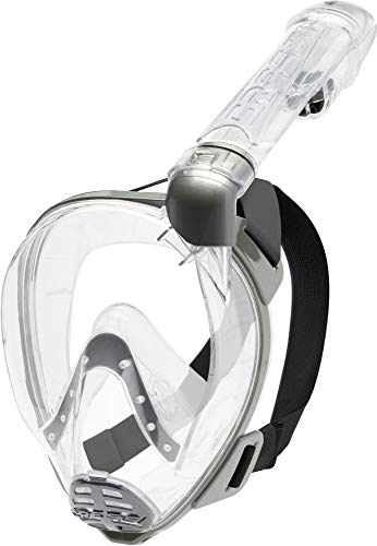 Cressi Baron Full Face Mask Máscara Integral Snorkel de Visión Grande con Tubo Respirador, Unisex-Adult, Claro/Transparente, M/L