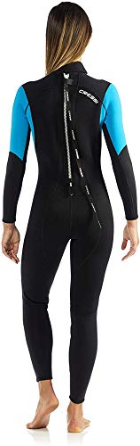 Cressi Morea Lady Monopiece Wetsuit 3mm Traje de Buceo Neopreno, Mujer, Negro/Turquesa/Plata, S/2