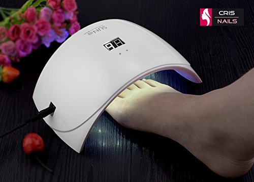 Crisnails® Secador de Uñas 24W Lámpara LED Profesional con Temporizador para UV Gel / Gel de Constructor / LED Gel Luz Blanca (Blanco)