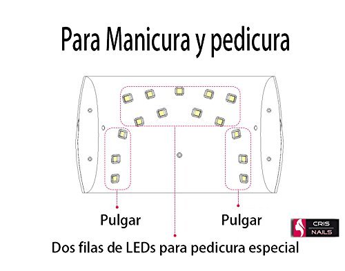 Crisnails® Secador de Uñas 24W Lámpara LED Profesional con Temporizador para UV Gel / Gel de Constructor / LED Gel Luz Blanca (Blanco)