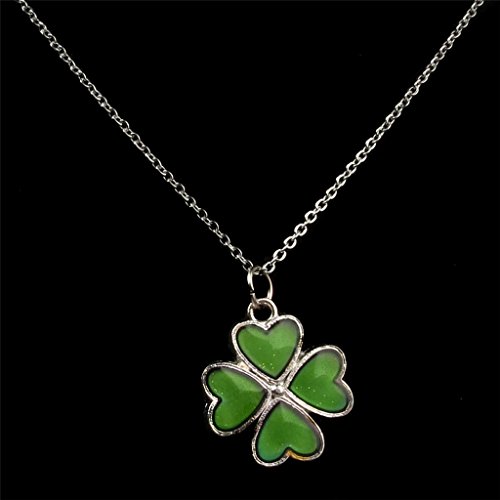 Cristal Termosensible Estado de ánimo Cambio de Color de Cuatro Hojas de Trébol Colgante