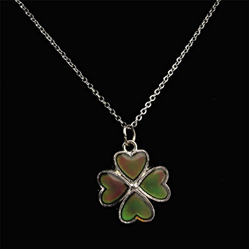 Cristal Termosensible Estado de ánimo Cambio de Color de Cuatro Hojas de Trébol Colgante