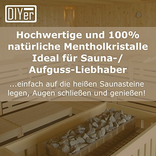Cristales de mentol, Cristales hielo grandes, Mentol, Menta 100% puros - Calidad farmacéutica para infusiones de sauna - contenido 50g