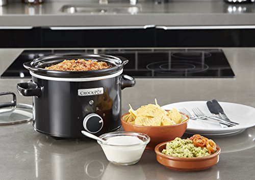 Crock-Pot CSC046X Olla de cocción lenta manual para preparar todo tipo de recetas, óptimo si cocinas para ti solo o para dos, 180 W, 2.4 litros, Acero Inoxidable, Negro