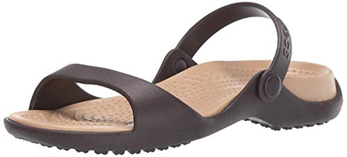 Crocs Cleo, Sandalias de Punta Descubierta para Mujer, Marrón (Espresso/Gold 23q), 37/38 EU