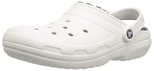 Crocs Men's Women's Classic Lined Clog | Warm and Fuzzy Slippers, Obstrucción Unisex Adulto, Blanco grisáceo, 49/51 EU