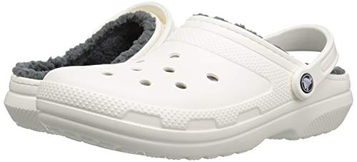 Crocs Men's Women's Classic Lined Clog | Warm and Fuzzy Slippers, Obstrucción Unisex Adulto, Blanco grisáceo, 49/51 EU