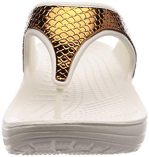 Crocs Sloane MetalTxt Flip W, Zapatos de Playa y Piscina para Mujer, Marrón (Bronze/Oyster 81f), 37/38 EU