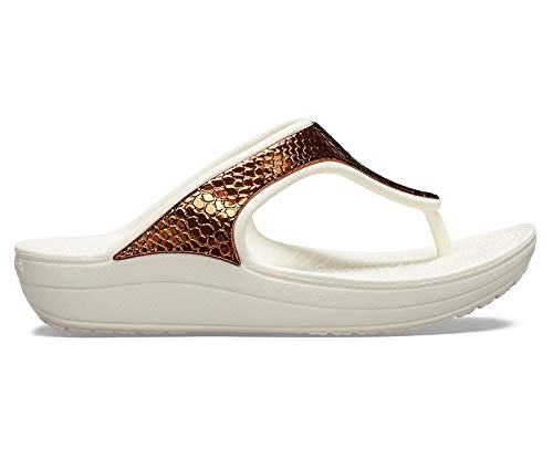 Crocs Sloane MetalTxt Flip W, Zapatos de Playa y Piscina para Mujer, Marrón (Bronze/Oyster 81f), 37/38 EU