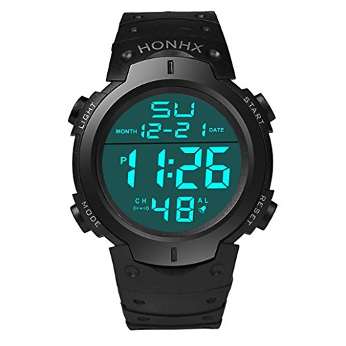 Cronómetro deportivo de moda, resistente al agua, para hombre. Cronómetro LCD digital para niño, con fecha. Reloj de pulsera deportivo de goma de material resistente al agua, negro, Sport