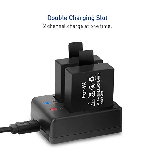 Crosstour Cámara Deportiva Baterías Recargables Dual 1050mAh con USB Cargador para Cámaras de Acción