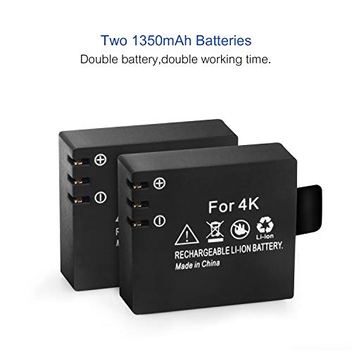 Crosstour Cámara Deportiva Baterías Recargables Dual 1050mAh con USB Cargador para Cámaras de Acción