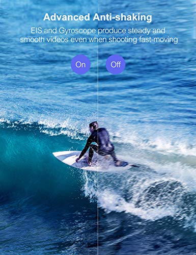 Crosstour CT9500 Nativo 4K50FPS Cámara Deportiva Wi-Fi Camara de Accion (Sumergible de 40M Camara Acuática con Ángulo de visión ajustable y EIS, 2 Baterías de 1350 mAh y Montaje de Accesorios)