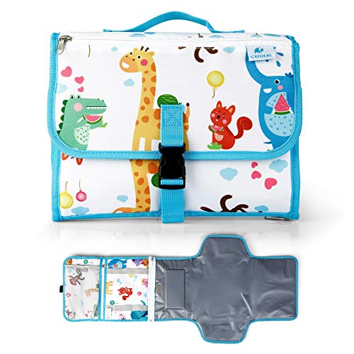 CRZDEAL Cambiador Portatil Bebe Impermeable, Cambiador de Pañales Portatil con Almohada, Gran Espacio de Almacenamiento Interno, 40cm + 65cm, Adecuado para Viajes, Familia, Regalos Creativos para Bebé