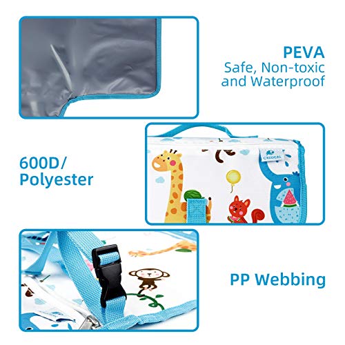 CRZDEAL Cambiador Portatil Bebe Impermeable, Cambiador de Pañales Portatil con Almohada, Gran Espacio de Almacenamiento Interno, 40cm + 65cm, Adecuado para Viajes, Familia, Regalos Creativos para Bebé