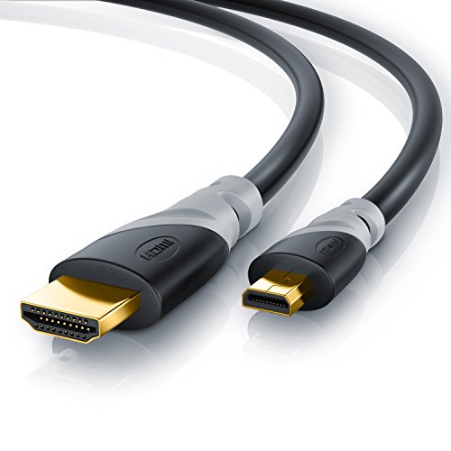 CSL-Computer 3m Micro HDMI Tipo D a HDMI Tipo A - Cable Dorado Alta Velocidad HQ Micro HDMI 1.4 a con Soporte Real 3D y Ethernet - Full HD HD Ready 3D - 1080p 2160p 4K Ultra HD