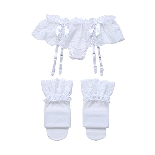 Cszxx Ligueros con Medias Ropa Interior Encaje (Blanco)