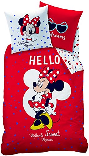 CTI - Juego de funda nórdica y funda de almohada (80 x 80 cm y 135 x 200 cm), diseño de Minnie Mouse