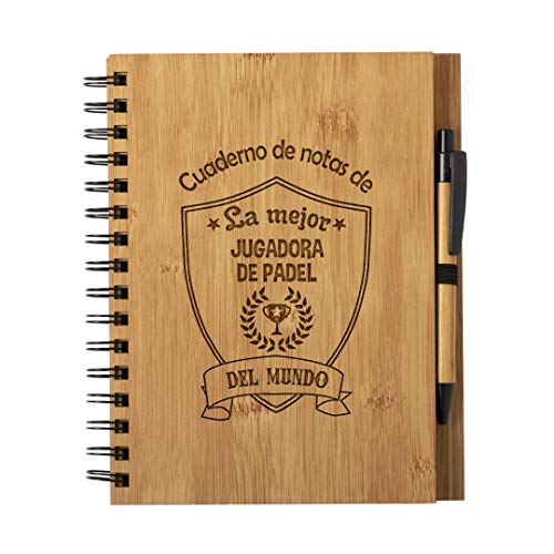 Cuaderno de Notas el Mejor jugador de padel del Mundo - Libreta de Madera Natural con Boligrafo Regalo Original Tamaño A5