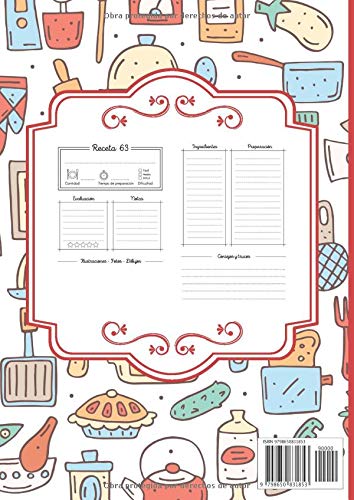 Cuaderno de recetas en blanco: formato grande A4 con 220 páginas para escribir - 2 páginas por receta - regalo original