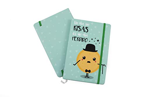 Cuadernos Bonitos. Cuaderno A5 Diseño Charlotte. Libreta charlotte. Cuaderno De Viaje Con La Frase “Un Día Sin Risa, Es Un Día Perdido”. Libretas Bonitas.