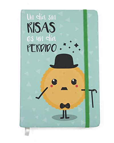 Cuadernos Bonitos. Cuaderno A5 Diseño Charlotte. Libreta charlotte. Cuaderno De Viaje Con La Frase “Un Día Sin Risa, Es Un Día Perdido”. Libretas Bonitas.