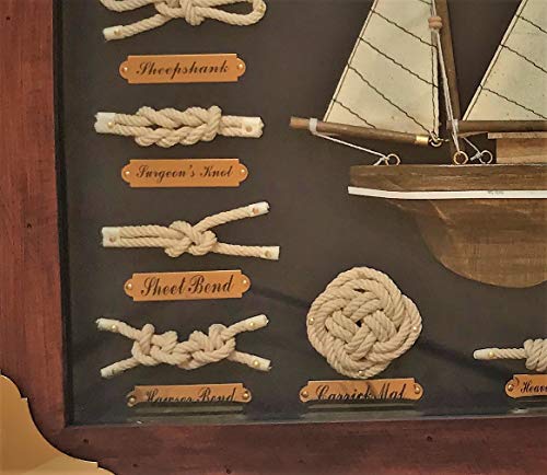 Cuadro Vitrina de Nudos Marineros y un Velero 48x35x5,5cm