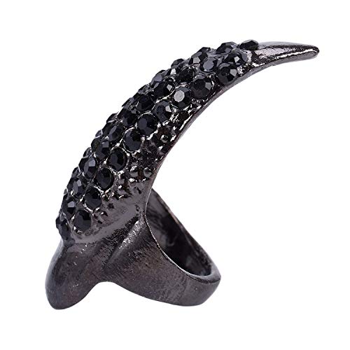 Cuasting - Juego de 10 anillos de uñas postizas para dedos con punta curvada y curvada, color negro