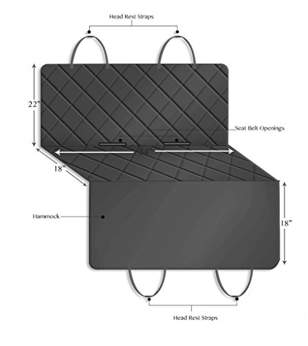 Cubierta de Asiento Impermeable Para el Coche Carro–Manta Funda estilo Hamaca,Protector Antideslizante,Protección de Perro, Gato, Animal y Mascota,Viajes–Garantía, Tamaño Universal,147.32 X 137.16 CM