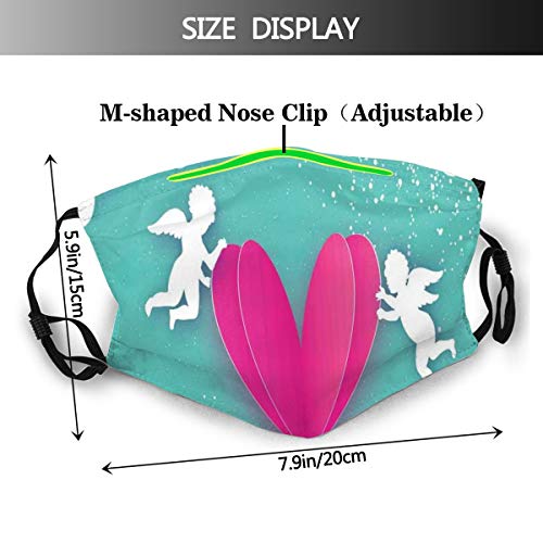 Cubierta de nariz reutilizable unisex Dioses Cupido Volando Llevando Gran Corazón Diseño Feliz Día San Valentín Tapones para el polvo Tapones para los oídos ajustables