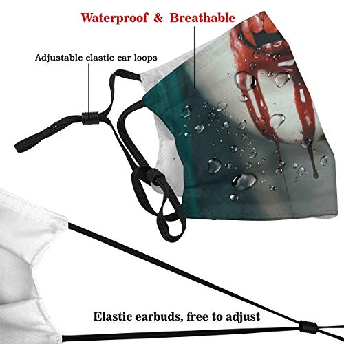 Cubierta de nariz reutilizable unisex Mujer Vampiro Miedo Realista Sangre En Sus Dientes De Cerca Horrible Tapones para el polvo Tapones para los oídos ajustables