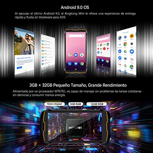 CUBOT King Kong Mini 4G Dual SIM Telefono Móvil Libre Antigolpes IP65 4.0 Pulgadas, 3GB RAM y 32GB ROM, Android 9.0, 2000mAh Batería Type-C, Resistentes Dual Cámara 13MP+8MP Smartphone (Naranja)