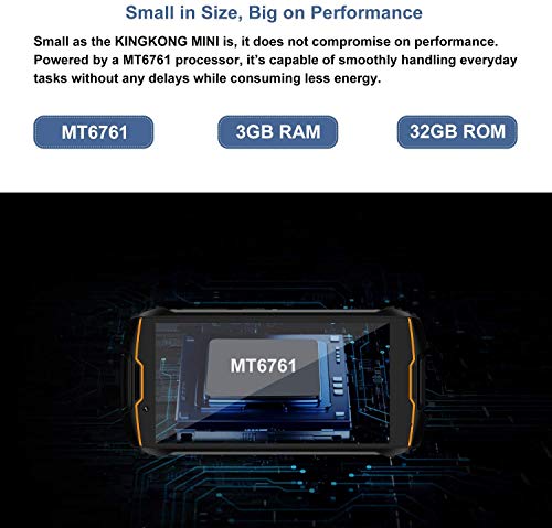 CUBOT King Kong Mini 4G teléfono IP68 Móvil Libre Impermeable Smartphone 4.0 Pulgadas Android 9.0 Dual SIM Quad-Core 13,0MP Cámara 3GB+32GB Quad-Core Amarillo, Rojo