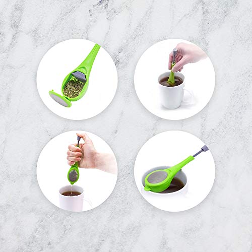 Cuchara colador de té | Innovador colador de té de una taza para té suelto | infusor de té suelto | tamiz pequeño | filtro de té | alternativa a bolsas de té vacías o infusores de té o té