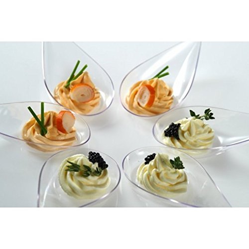 Cuchara Degustación de plástico transparente con forma de Lágrima - Pack