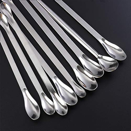 Cucharas de acero inoxidable de Ukcoco 9 en 1, cucharas de laboratorio, espátula de mezcla, longitud 16, 18, 20, 22 cm, plata