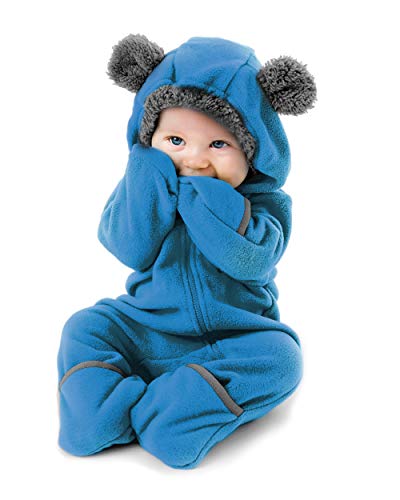 Cuddle Club Mono Polar Bebé para Recién Nacidos a Niños 4 Años - Pijamas Infantiles Chaqueta de Invierno Abrigo Polar Niño Mono de Niños - BearBlue12-18m