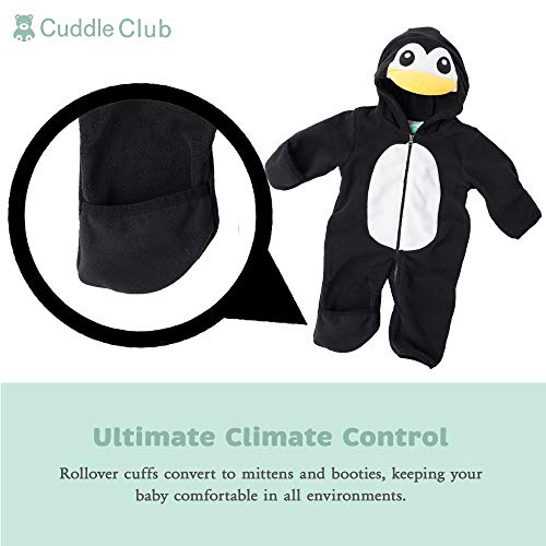 Cuddle Club Mono Polar Bebé para Recién Nacidos a Niños 4 Años - Pijamas Infantiles Chaqueta de Invierno Abrigo Polar Niño Mono de Niños - PenguinBlack/White12-18m