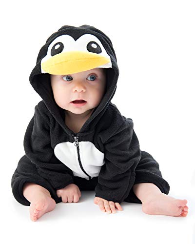 Cuddle Club Mono Polar Bebé para Recién Nacidos a Niños 4 Años - Pijamas Infantiles Chaqueta de Invierno Abrigo Polar Niño Mono de Niños - PenguinBlack/White12-18m