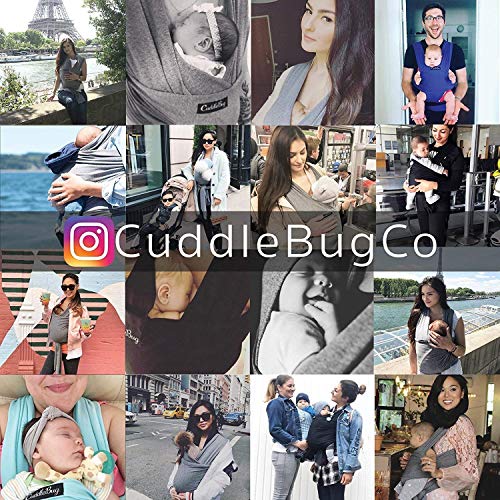 CuddleBug Fular Portabebés – Canguro para Bebés Recién Nacidos y Niños hasta 16 Kg – Manos libres - Porta Bebés de Tela Suave y Elástico – Ideal como Regalo de Babyshower – Talla Única - (Gris)