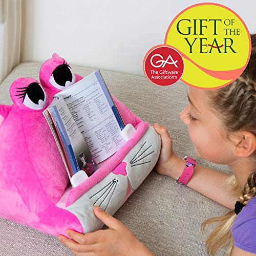 CuddlyReaders, Atril, cojín de Lectura para Libros, iPad, Tablet, eReader, Soporte sofá de Descanso, Idea de Regalo para niños - Kiki Kitty