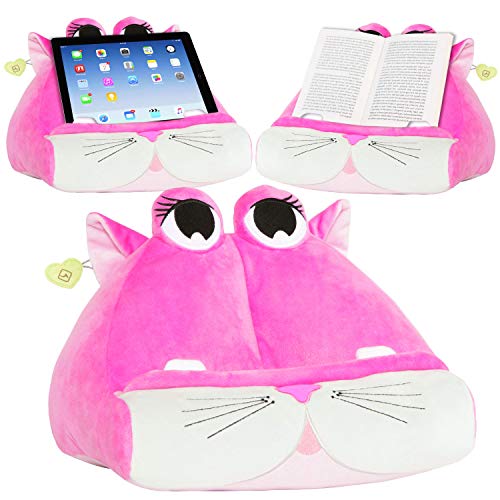 CuddlyReaders, Atril, cojín de Lectura para Libros, iPad, Tablet, eReader, Soporte sofá de Descanso, Idea de Regalo para niños - Kiki Kitty