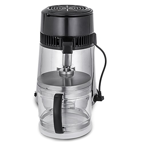 Cueffer 4L Destilador de Agua 220V 750W Purificador de Agua Filtro de Destilación de Agua Pura Destilación de Agua de Acero Inoxidable Pure Water Distiller con Botella de Colección (plata)