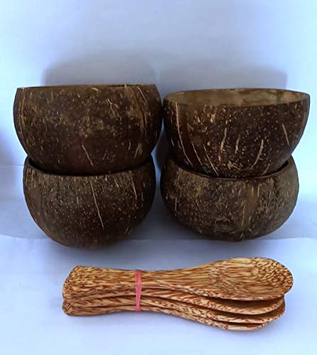 Cuenco de coco, cucharas, 4 unidades, 100% natural, hecho a mano, apto para veganos, regalo de navidad, para servir el desayuno, decoración, Sostenible