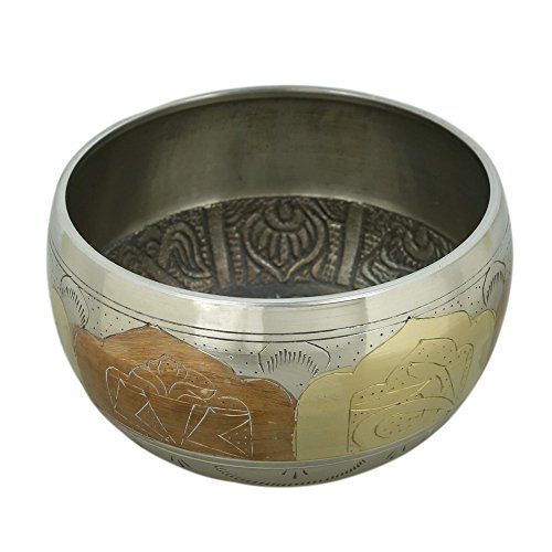 Cuenco tibetano para meditar, decoración budista, color cobre y plata, 10 cm