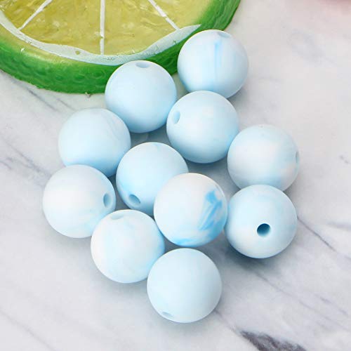 Cuentas para morder de silicona, 10 unidades de bolas de morder de mármol redondas sueltas de silicona para bebé, chupete, cadena de chupete, joyería masticable, collar de lactancia y accesorios