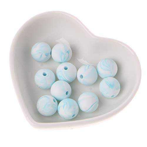 Cuentas para morder de silicona, 10 unidades de bolas de morder de mármol redondas sueltas de silicona para bebé, chupete, cadena de chupete, joyería masticable, collar de lactancia y accesorios