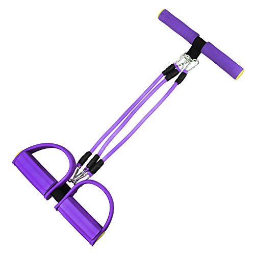 Cuerda elástica multifunción, bandas de resistencia para ejercicios de piernas, pedal, cuerda de tensión, abdomen, brazo, musculación, ejercicio, para gimnasio, estómago, pilates, yoga, morado