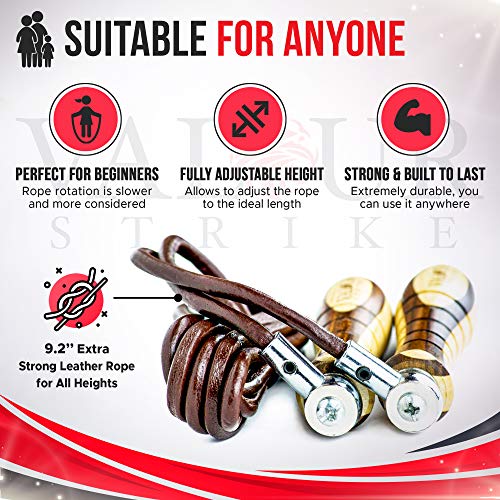 Cuerda Saltar | Cuerda de Cuero con Pesas | Para Fitness, Boxeo, MMA, Cardio, entrenamientos, pérdida de grasa, fitness, Saltar la cuerda, HIIT