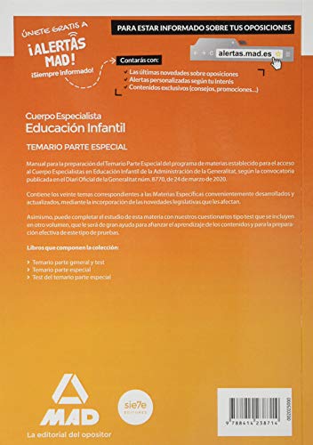 Cuerpo Especialista en Educación Infantil de la Administración de la Generalitat Valenciana. Temario parte especial